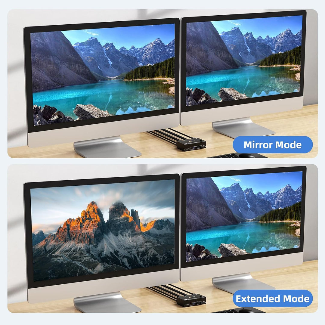 KVM Switch 2 PC 2 Monitore HDMI 8K@60Hz 4K@120Hz, USB 3.0 KVM Switch Dual Monitor HDMI 2.1 Teilen 4