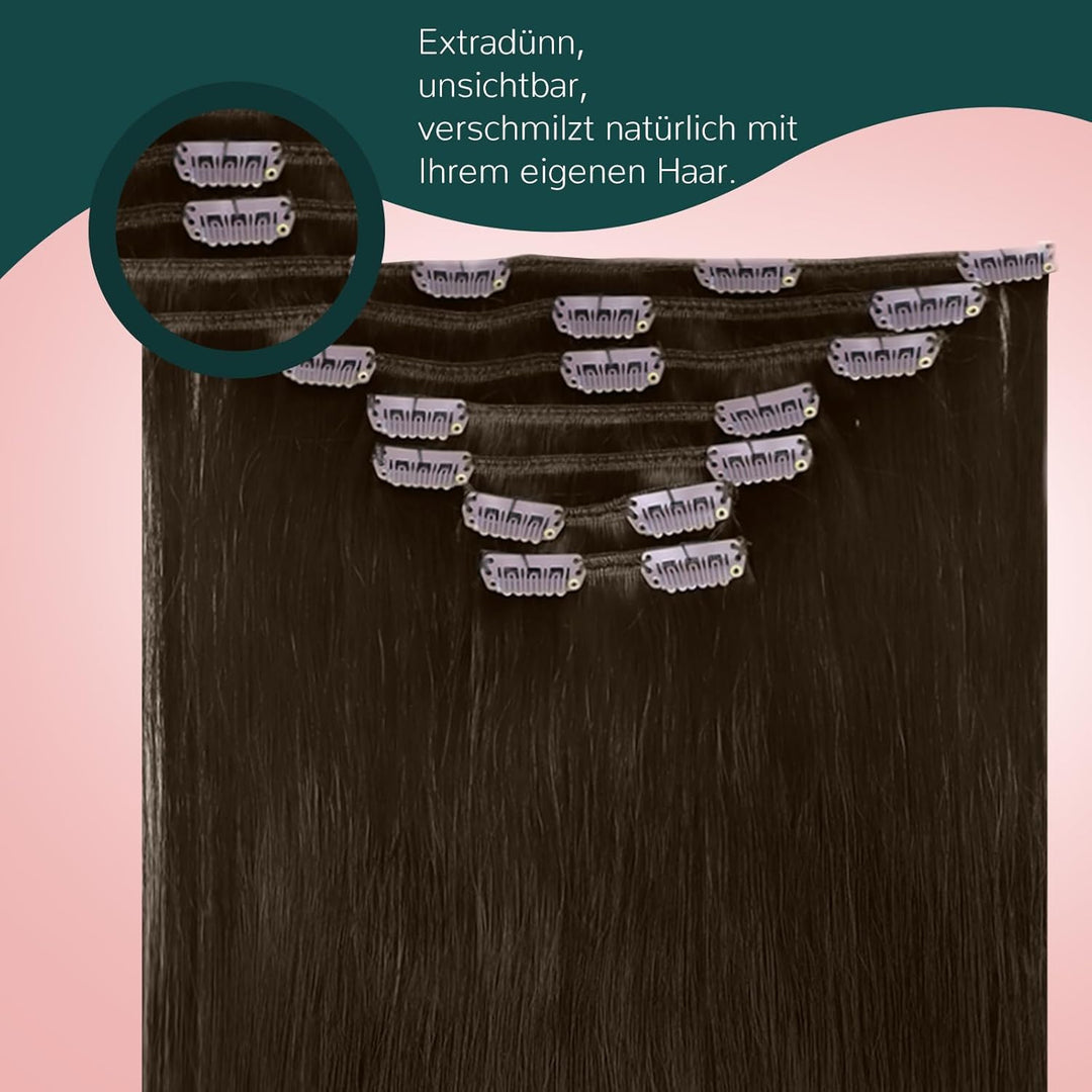 Easyouth Echthaar Extensions Clip in Brau Echthaar Clip in Extensions Echthaar Remy Clip in Haarverl