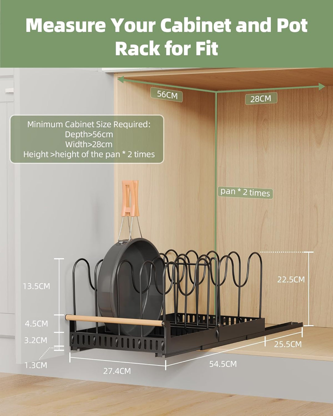 NETEL Topfdeckelhalter Schublade,Ausziehbarer Pfannen Organizer，Deckelhalter für Schrank,Topf Organi