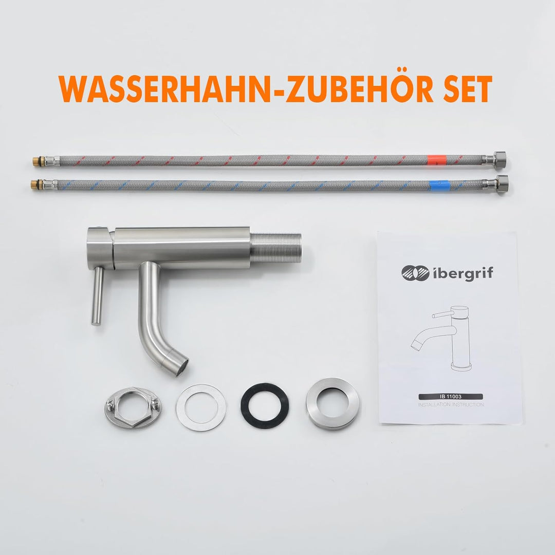 Ibergrif Wasserhahn Bad Mischbatterie, Waschtischarmatur Infache Montage, Armatur für Waschbecken, B