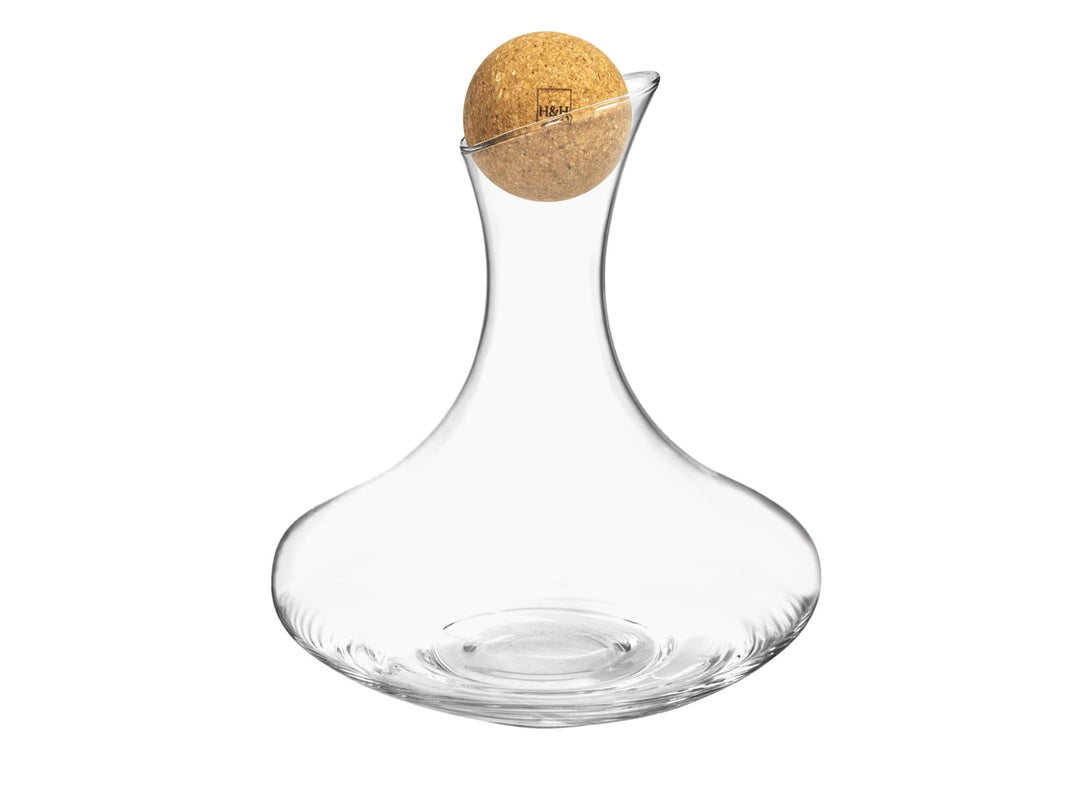 H&H Lara Dekanter aus Glas mit Klang, Diagonalschnitt, 1,2 l