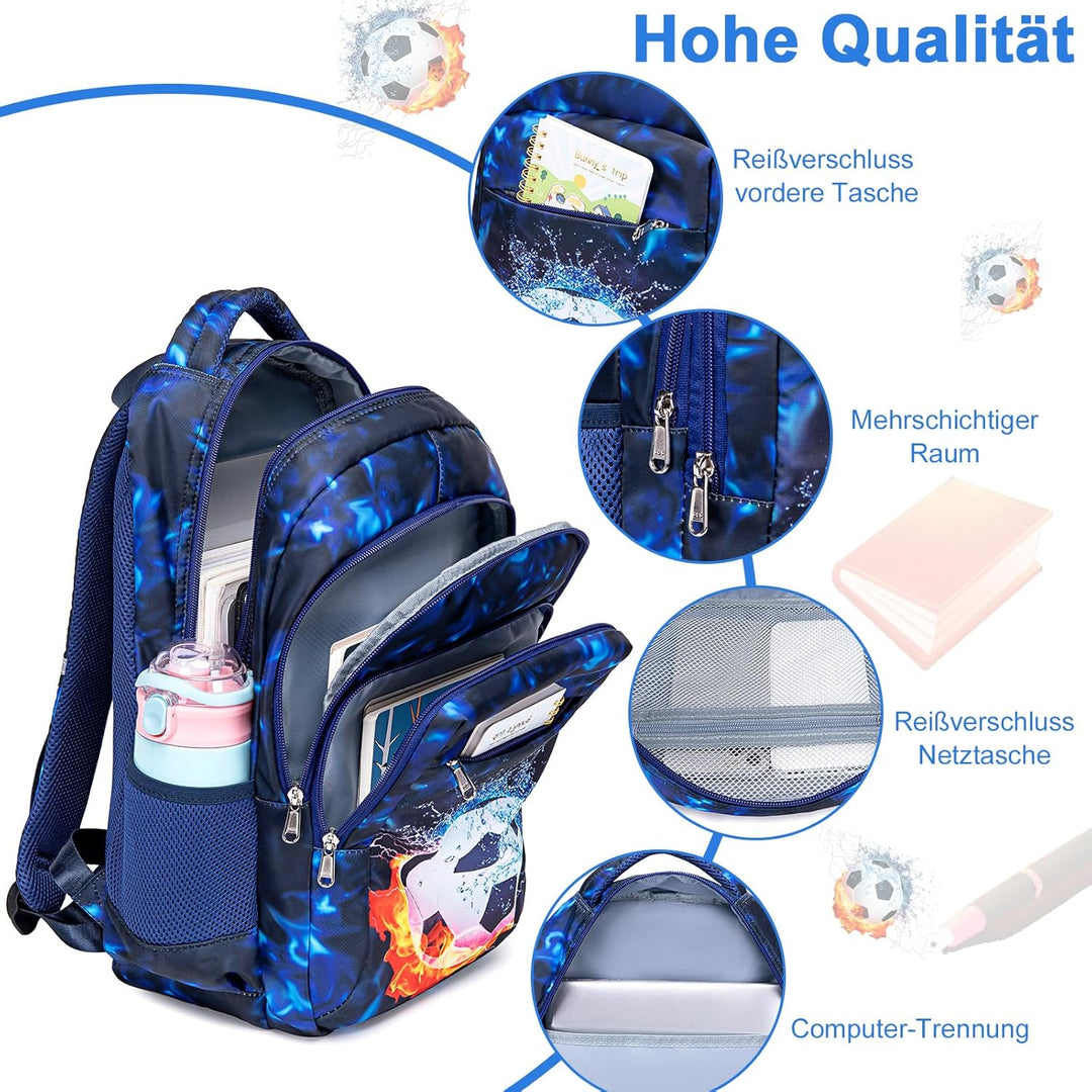 LEDAOU Schulrucksack Jungen Teenager Mädchen Schultaschen Kinder Rucksäcke Wasserdicht Leichtgewicht