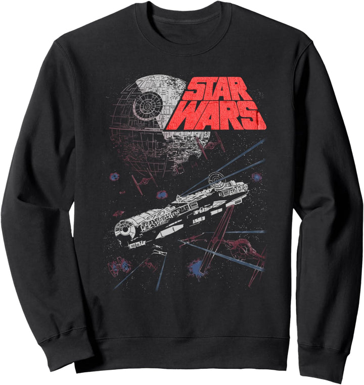 Star Wars Retro Epic Space Battle Falcon Tie Fighter Sweatshirt