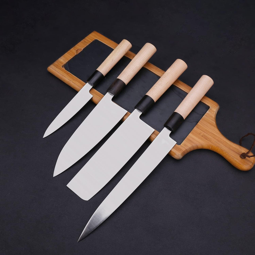 WILDMOK Messerset mit 4 GYUTO Sushi-Kochmessern – Yanagiba-Deba-Nakiri – Allzweck-Küchenmesser, Fisc