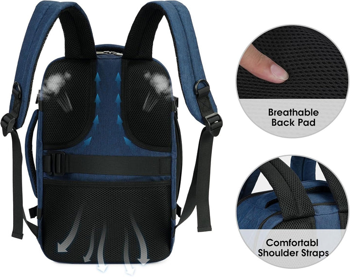 WANDF Handgepäck Rucksack 40x20x25cm für Ryanair Airlines, Untersitz-Reise-Handgepäck-Tasche mit Nas
