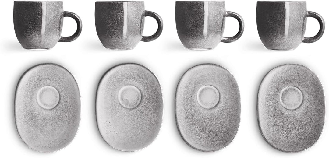 SPRINGLANE Espressotasse mit Untertasse Misty Cliff 4er-Set, Steingut 4 Stück (1er Pack), 4 Stück (1