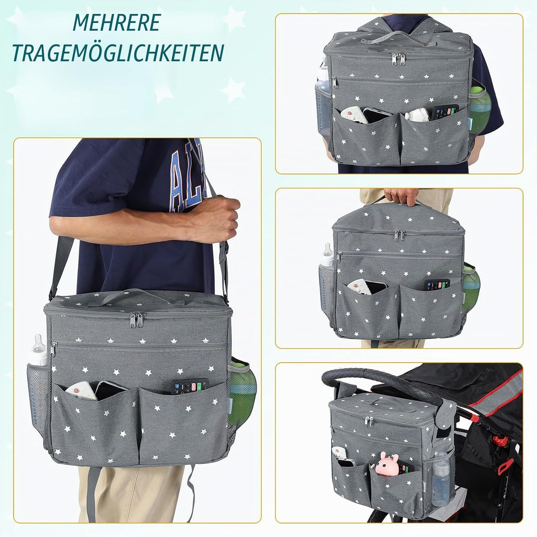 Orzbow Kinderwagen Organizer Gross,22 L Grosser Wickeltasche Organizer mit Getränkehaltern, Schulter