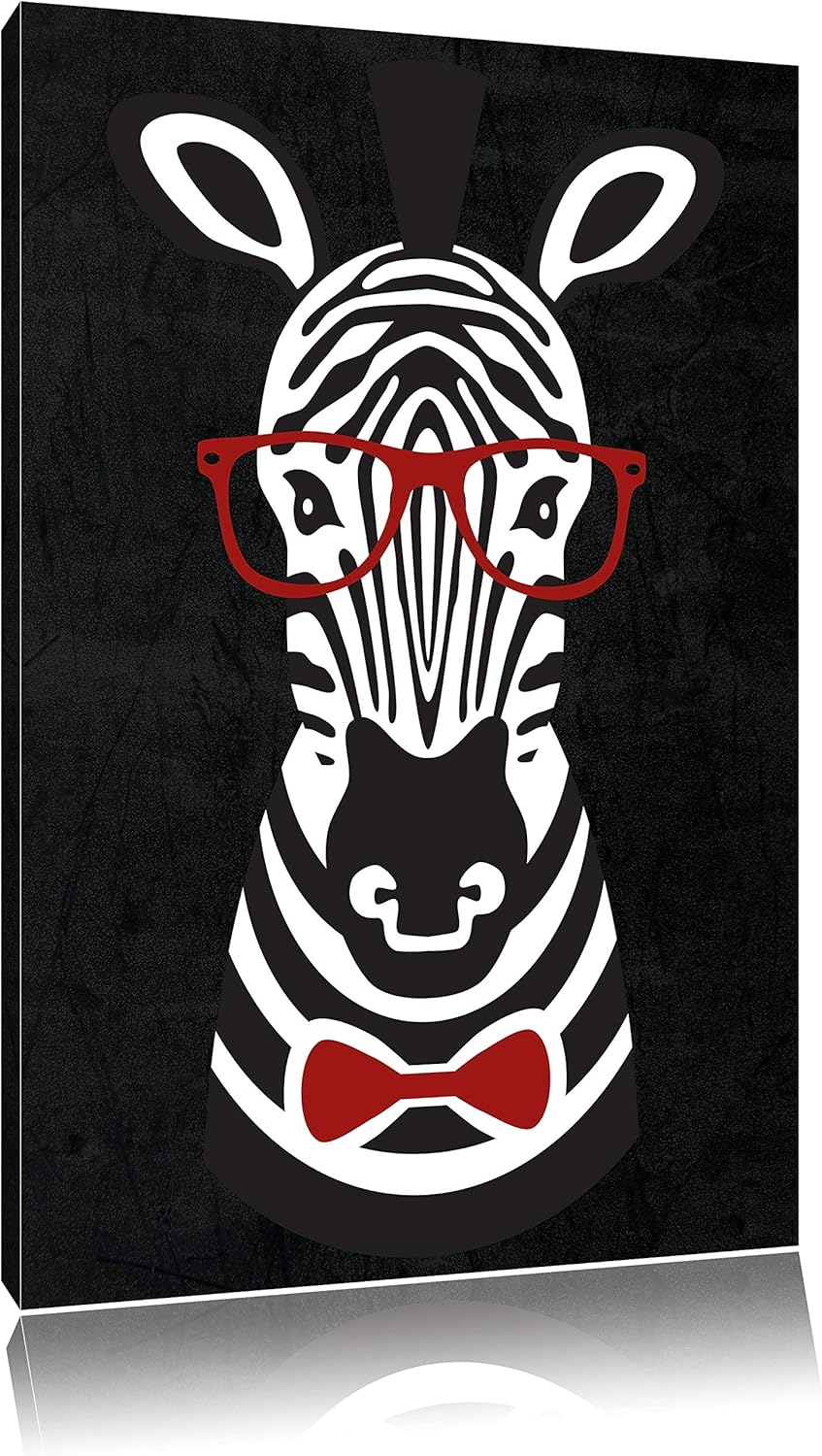 Pixxprint Hipster Zebra schwarz, Format: 70x100 auf hochkantiges Leinwandbild, 70x100