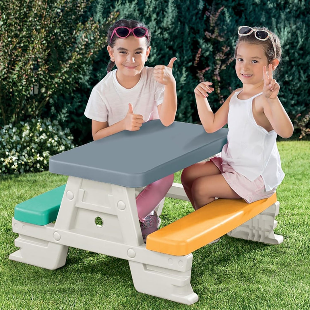 Dolu Unisex-Kinder Picknicktisch Mehrfarbig Weiss Grau Gelb Grün, Weiss Grau Gelb Grün