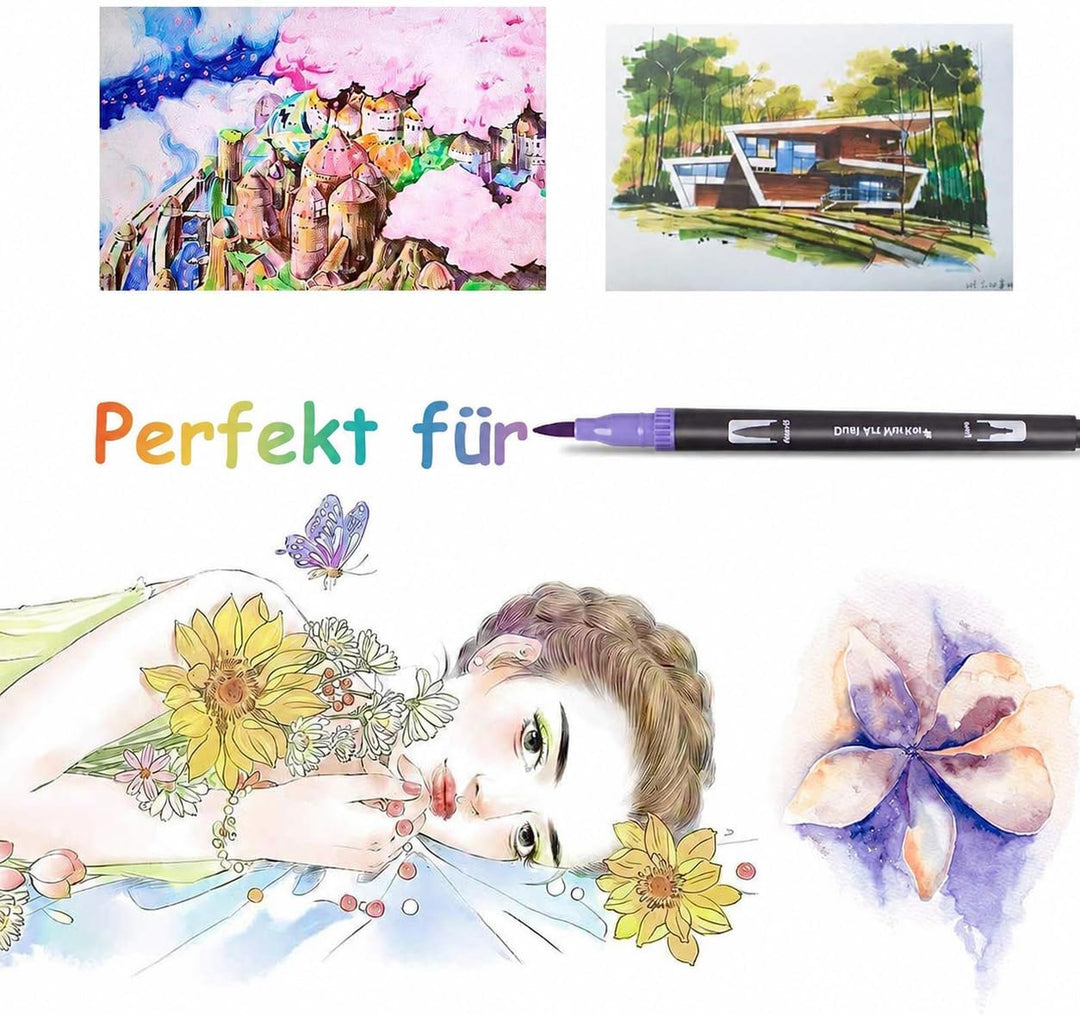 Bonala Brush Pen Set, 132 Doppelspitze Pinselstifte Filzstifte für Erwachsene für Kalligraphie Malen