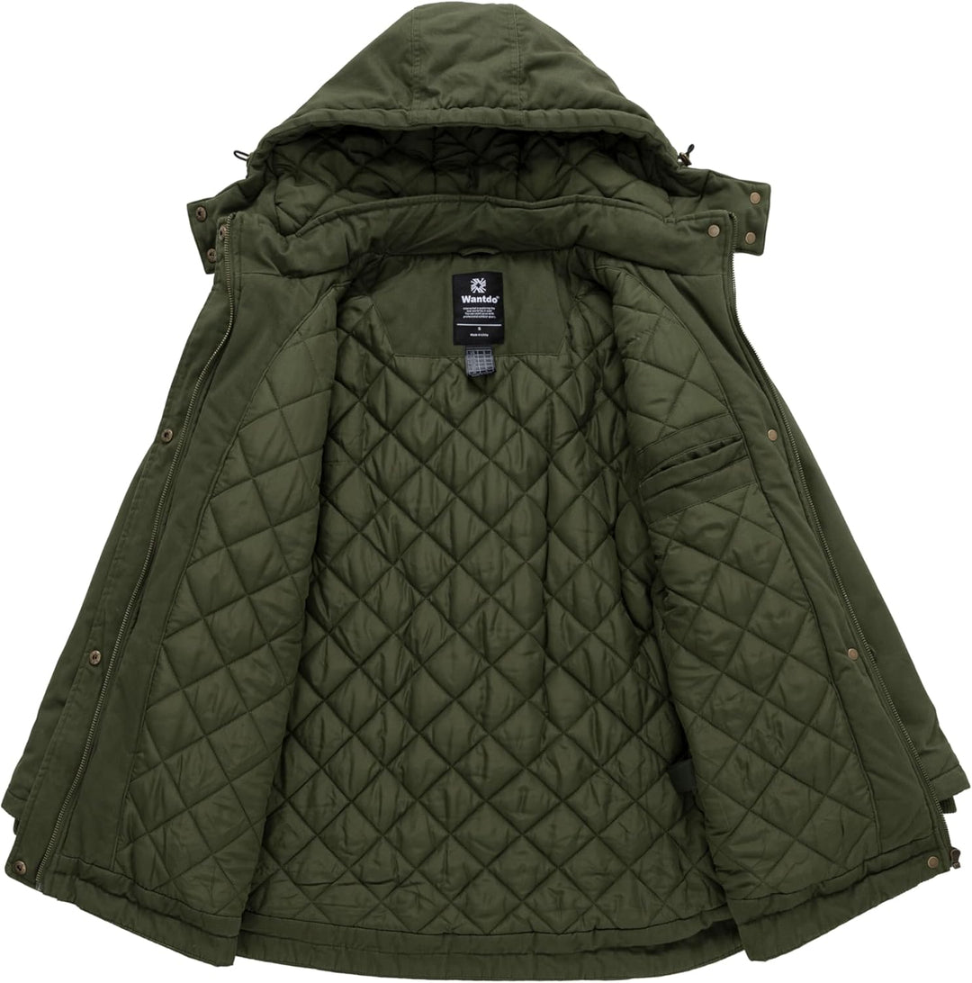 Wantdo Damen Winddichter Warmer Mantel Winter L?ssiger Fleecemantel Klassische Baumwoll Kapuze Jacke