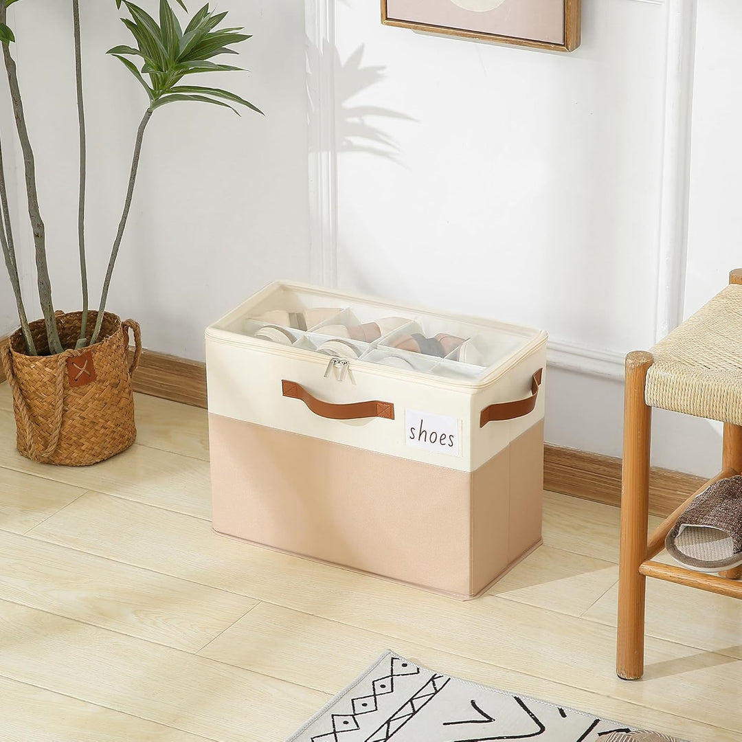 Varhomax Schuhorganizer-Box 2er-Set für Schrank | Kleiner Stoff-Aufbewahrungsbox mit verstellbaren T