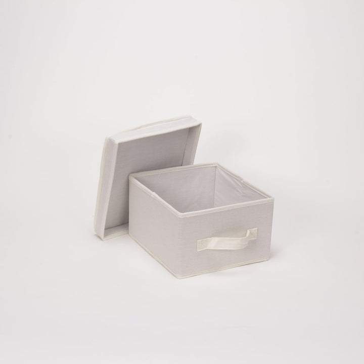 Household Essentials 111 Aufbewahrungsbox mit Deckel und Griff, natürliches beigefarbenes Segeltuch,