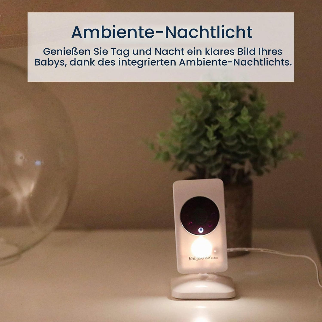 Babysense Video-Babyphone Zwei Kameras und Audio, Grosser Reichweite, Anzeige der Raumtemperatur, Na