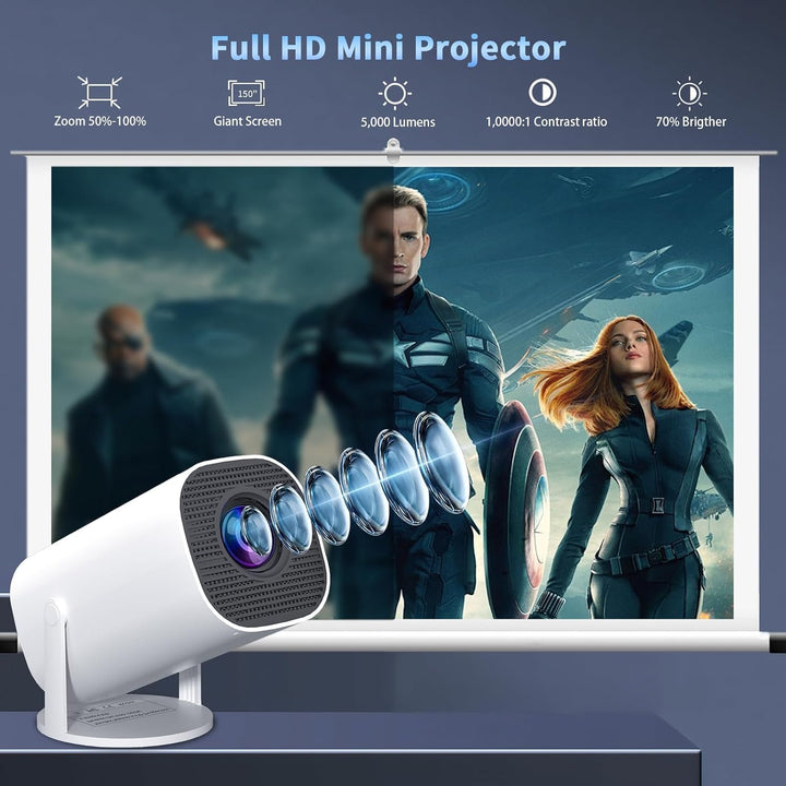 Mini Beamer, Projektor Integrierte Apps, Native 720P Projektor, unterstützt 4K &amp; 1080P, Smart Projek