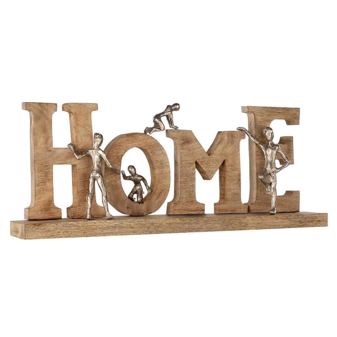 GILDE Deko Holz Buchstaben Schriftzug Home - gefertigt aus Holz Aluminium - Breite 58,5 cm Höhe 23,5