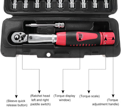 eROOSY Drehmomentschlüssel 1/4", 1/4-Inch Torque Wrench Set, Drehmomentschlüssel Fahrrad Motorrad