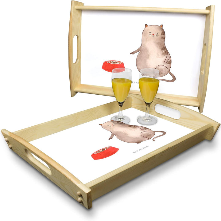 Mr. & Mrs. Panda Servier Tablett Katze Fressen - Geschenk Weiss, Weiss