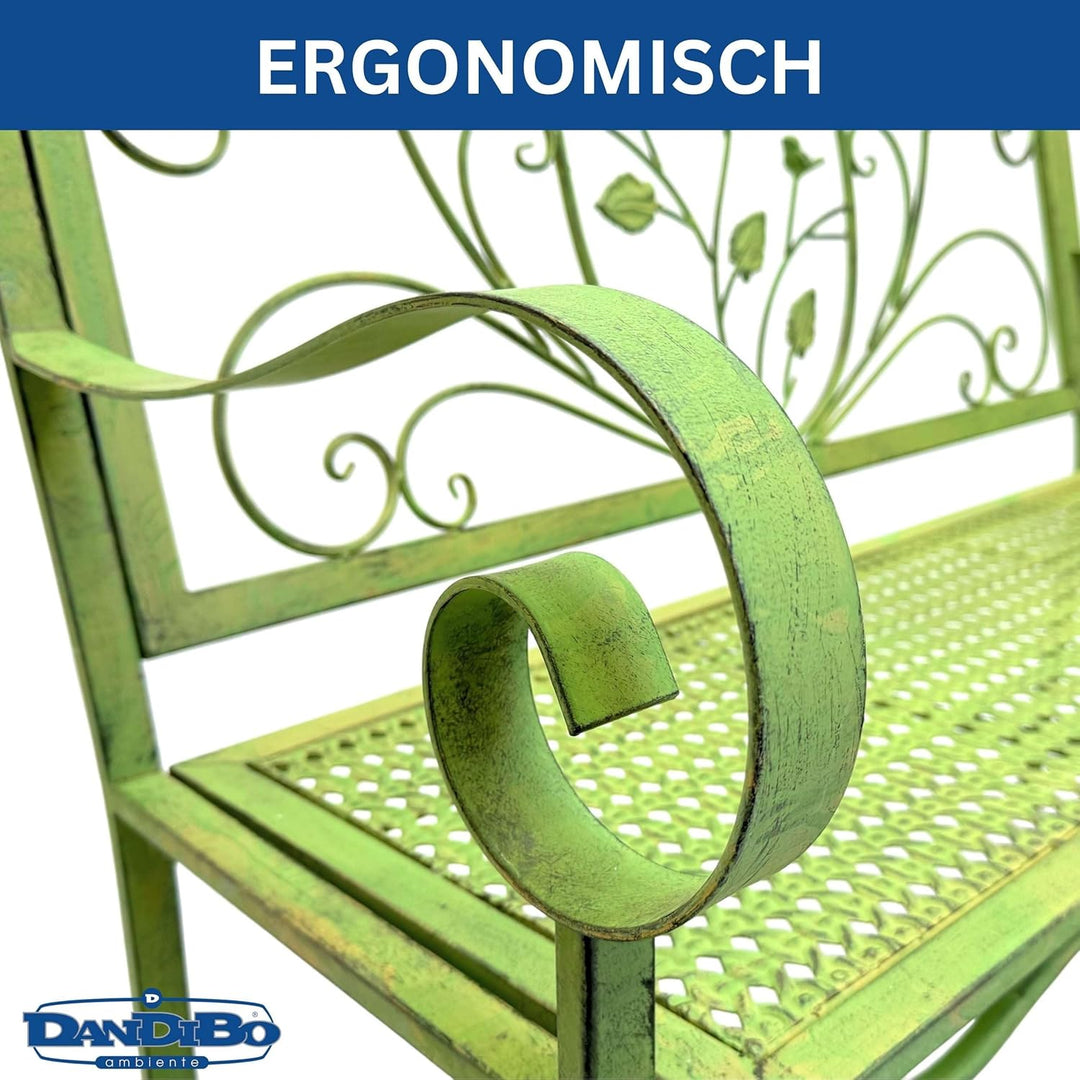 DanDiBo Gartenbank Rossa Wetterfest 2 Sitzer Metall Grün 110 cm 96593 Sitzbank Eisen Bank Garten Ant