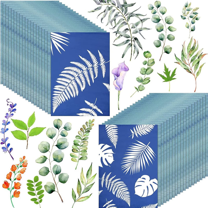 runrayay 60 Blatt Cyanotypie-Papier Sonnen-Druck-Papier-Kit, A5 hochempfindliches Sonnen-Papier, wei