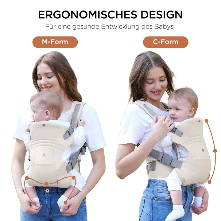 GAGAKU Babytrage Neugeborenes bis Kleinkind, Ergonomische Baby Tragegurt mit Hüftsitz für 4-36 Monat