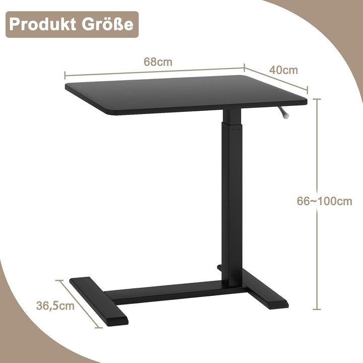 PUNCIA Laptoptisch höhenverstellbar 66-100cm drehbarer Laptopständer mit Rollen mobiles Stehpult Übe