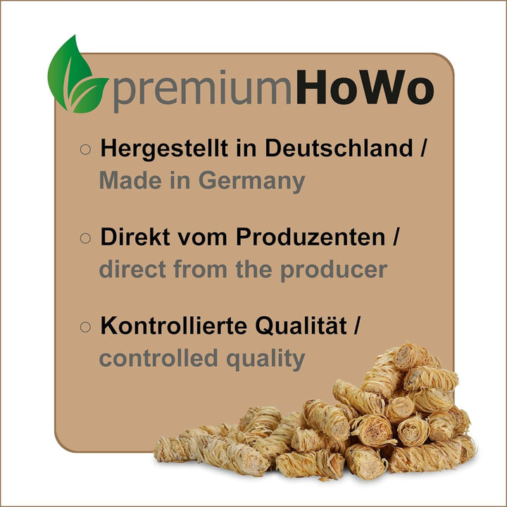 premiumHoWo (5kg = ca. 400 Stück) Kaminanzünder, Grillanzünder und Ofenanzünder - Öko-Anzündwolle, H