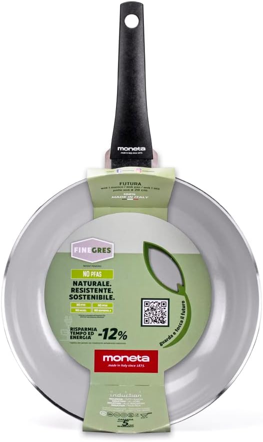Moneta Futura-Wok, 28 cm, natürliche FineGres-Beschichtung, auch für Induktion geeignet, 100 Prozent