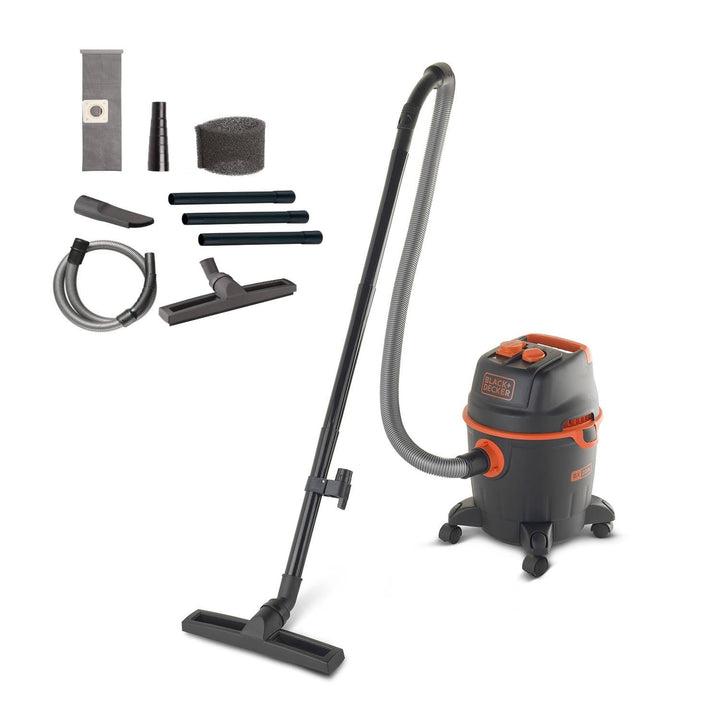 BLACK+DECKER Nass und Trockensauger BXVC20PTE mit Integrierte Steckdose für Elektrowerkzeug (1200 W,