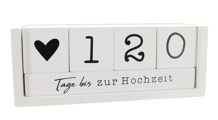 Jahres Countdown Kalender Würfel aus Holz mit Themenleiste - Dauer-Jahre-Tisch-Kalender - Lückenlose