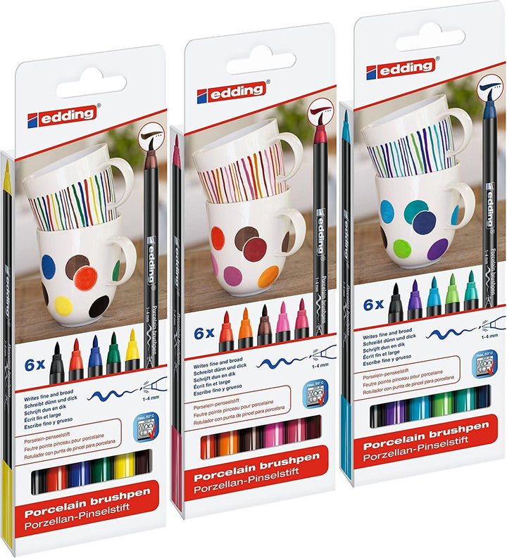edding 4200 Porzellan-Pinselstift (auch für Glas und Keramik) [ Alle 3 Sortierungen ] Porzellan-Brus