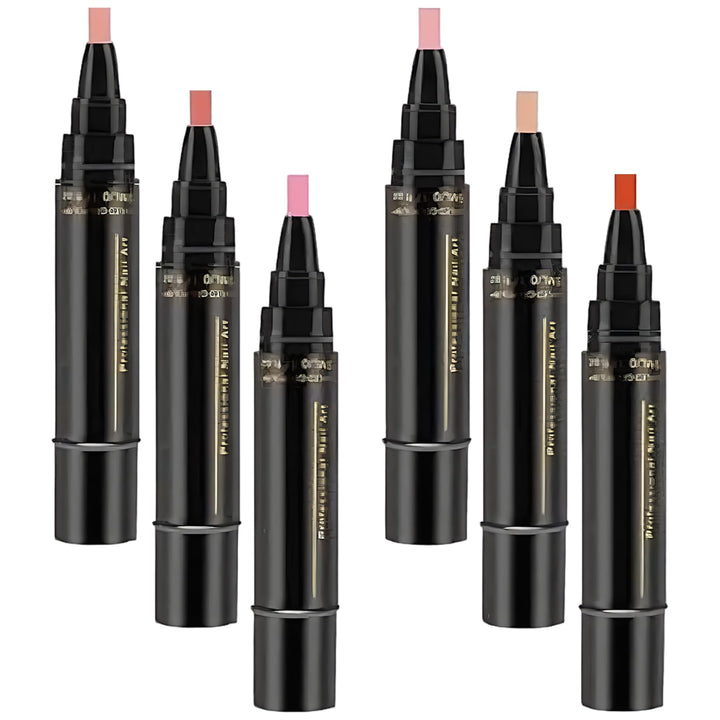 Schnell trocknende Nagellackstifte, 6er-Pack, 3-in-1-Gel-Nagelkunstmarker mit 6 verschiedenen Farben