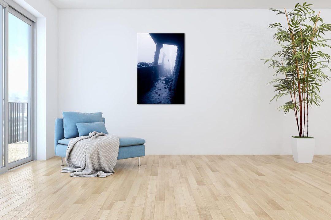 deyoli Atemberaubendes Unterwasser Wrack Format:90x60 cm als Leinwandbild, Motiv fertig gerahmt auf