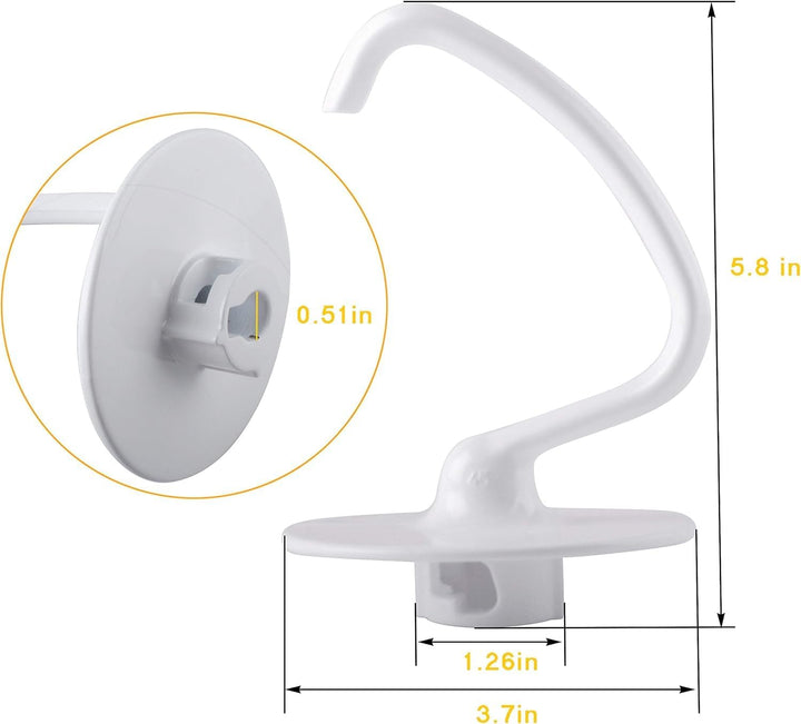 Poweka K45DH Knethaken Ersatz für KitchenAid K45 / K45SS / KSM90-110 – Aluminium mit Antihaftbeschic