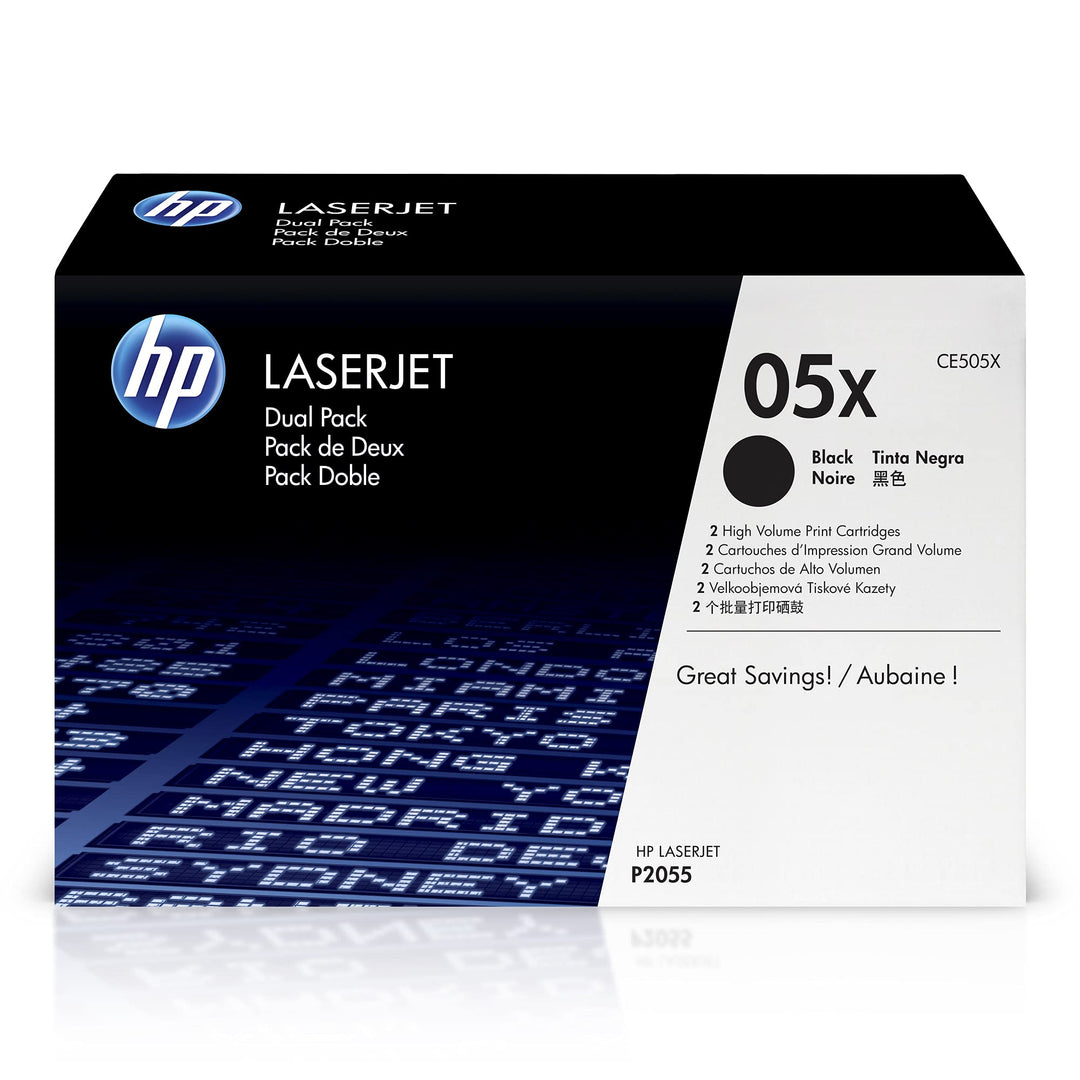 HP 05X Schwarz 2er-Pack Original LaserJet Tonerkartusche mit hoher Reichweite, XL XL Doppelpack Sing