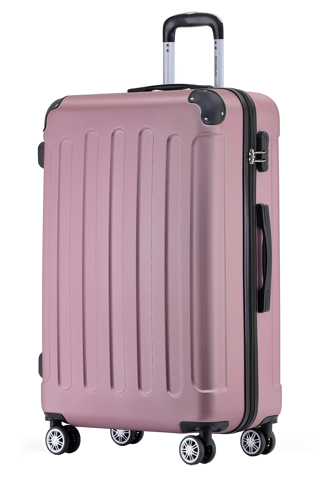 BEIBYE Hartschalen-Koffer Trolley Rollkoffer Reisekoffer Handgepäck 4 Rollen (M-L-XL-Set) (Rosa, XL)