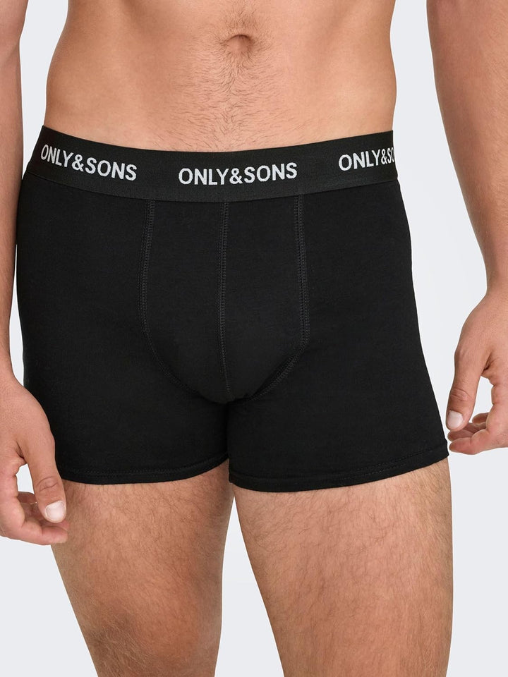 Only & Sons Male Shorts ONSFITZ 7-Pack Boxershorts XS Black/Detail:black Waist & White Logo, XS Blac