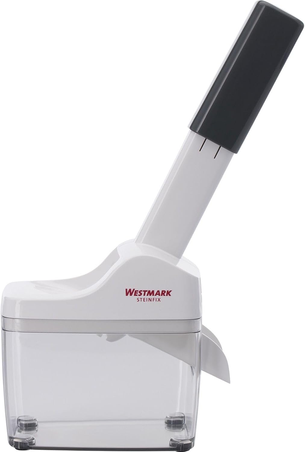 Westmark Pflaumen- und Zwetschgenentsteiner mit Auffangbehälter, Höhe: 33,7 cm, Edelstahl/Kunststoff