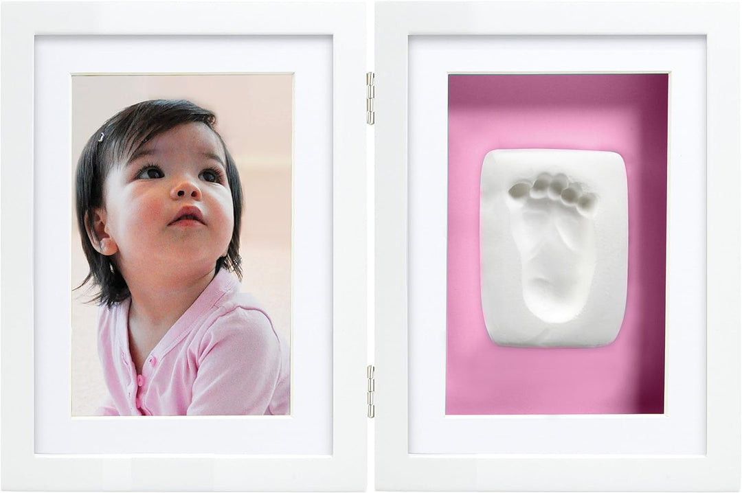 Pearhead Babyprints Newborn Baby Handprint and Footprint Desk Photo Frame &amp; Impression Kit, Excellen