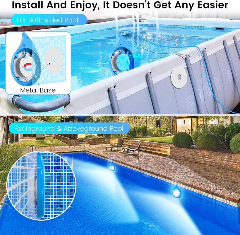 LyLmLe LED Poolbeleuchtung, 20W RGB Poolscheinwerfer mit Magnet für Stahlwandpools Framepools, IP68