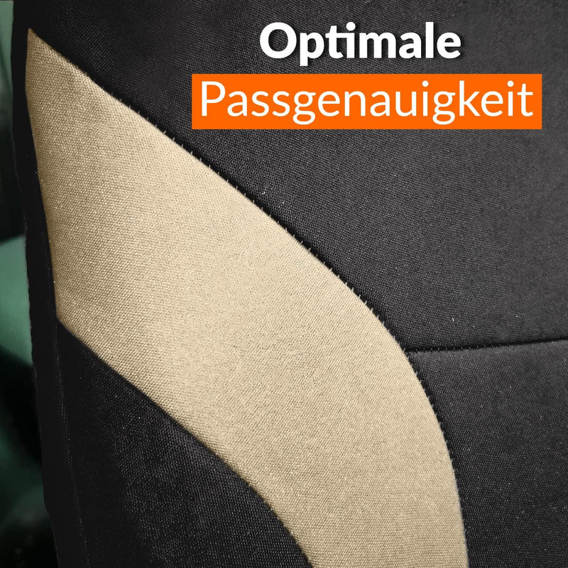 Upgrade4cars Auto-Sitzbezüge Vordersitze Beige Schwarz | Auto-Sitzschoner Set Universal für Fahrersi