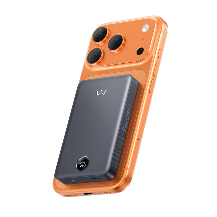 iWALK Slim Magnetische Powerbank 10.000mAh, Qi2 Zertifiziert 15W Magsafe Powerbank mit LED Display,