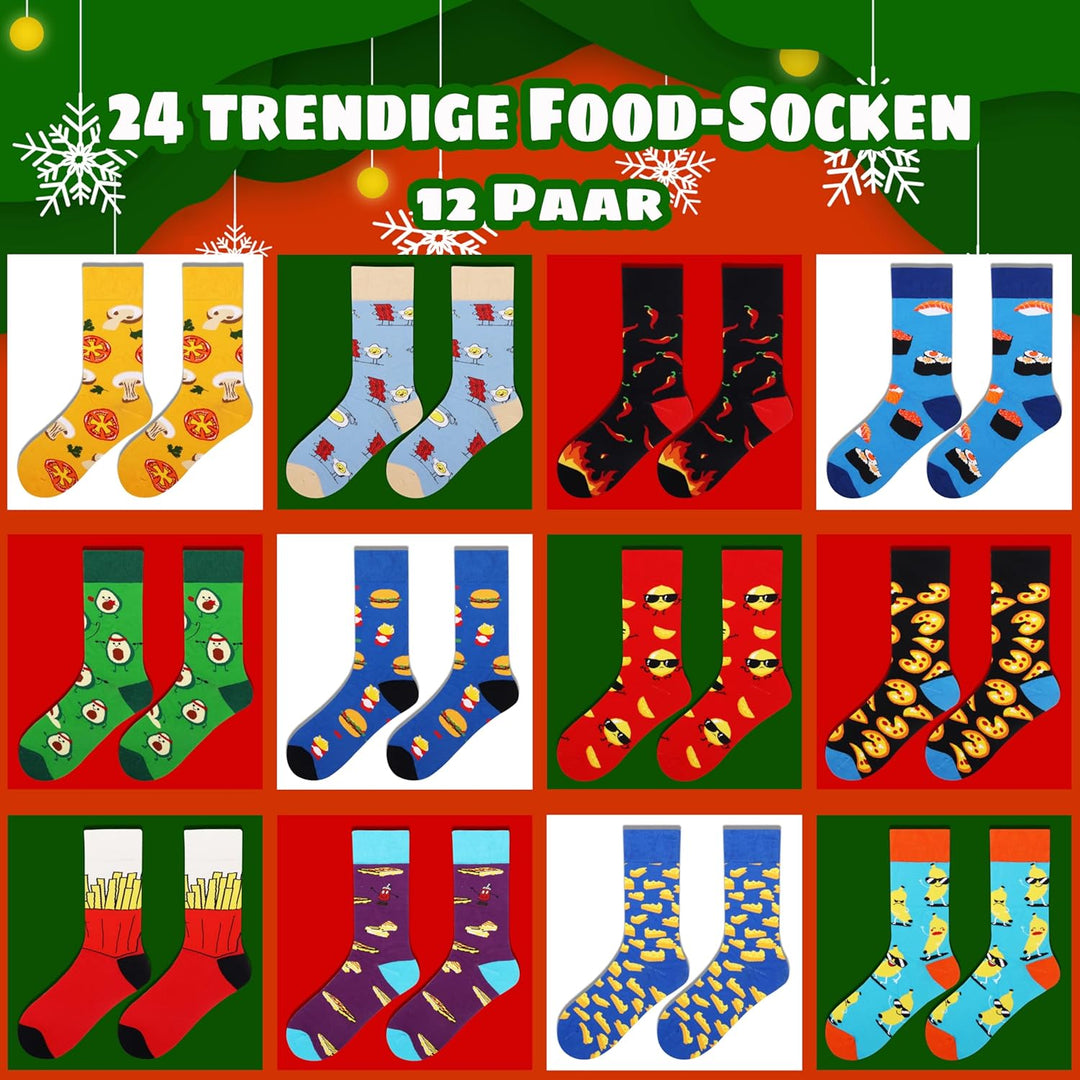 Jeasona Adventskalender 2025 Frauen/Männer Adventskalender Socken Damen/Herren 43-46 Mehrfarbig-1272