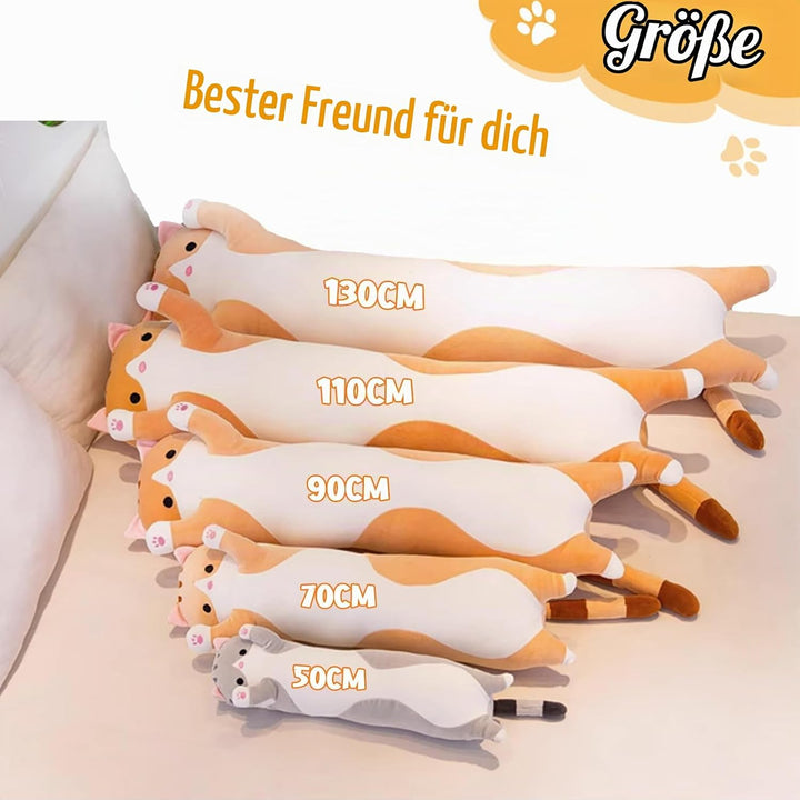 Bobomon Katze Kuscheltier stofftier Katze langes Kissen riesen XXL Kawaii gross plüschtier plüschkat