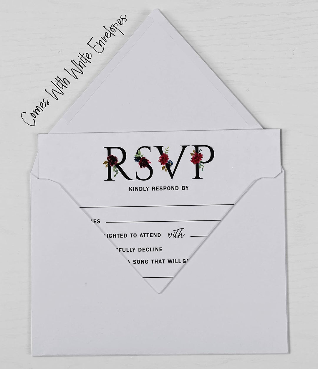 Inkdotpot 50 Leere RSVP-Karten Mit Weissen Umschlägen Blumen- 4 "X6 Antwortkarten-RSVP-Antwortkarte
