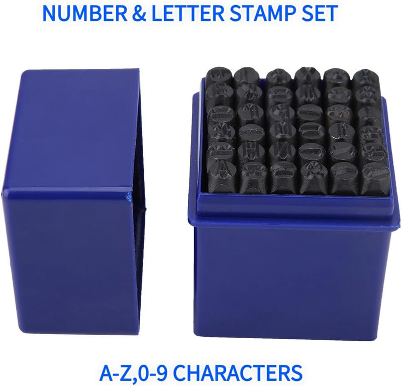 Cikonielf 36 Stück Schlagbuchstaben Schlagzahlen Metall Leder Stempel Set 6mm Buchstaben Stempel Sch