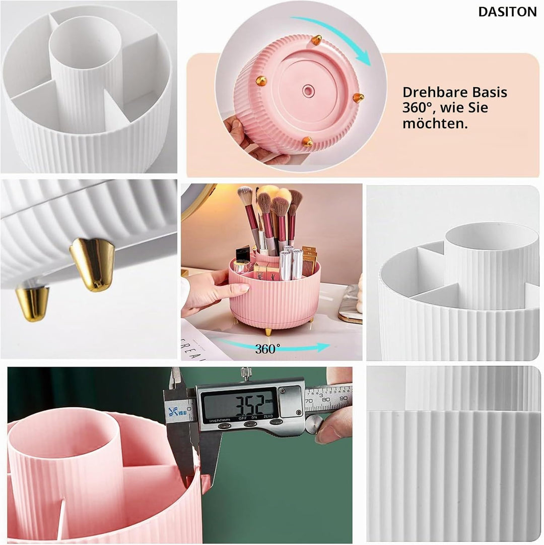 DASITON Make up Kosmetik Organizer mit 5 Fächern,360° Drehbarer Pinsel Organizer,Grosser Kapazität S