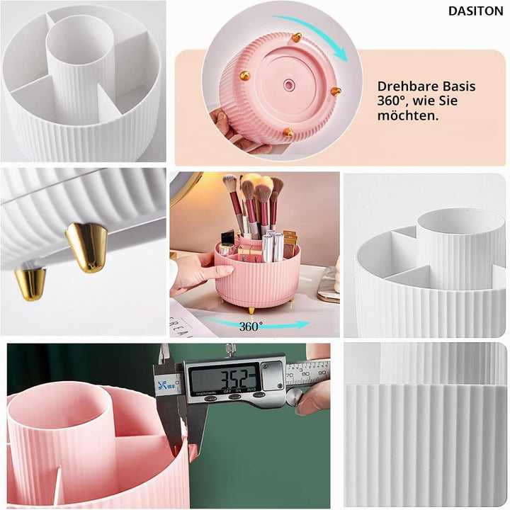 DASITON Make up Kosmetik Organizer mit 5 Fächern,360° Drehbarer Pinsel Organizer,Grosser Kapazität S