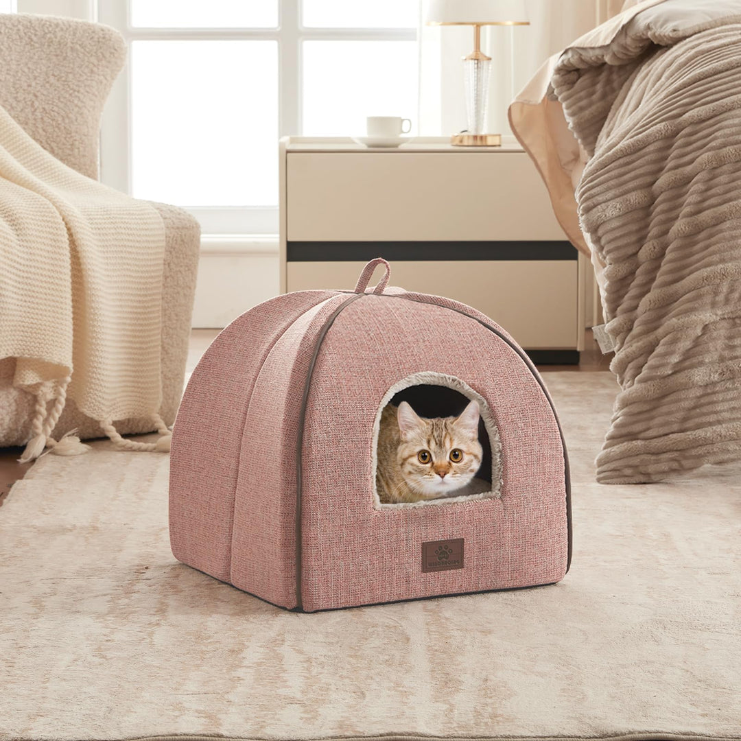 Katzenbett für Indoor-Katzen - Katzenhöhle, Katzenzelt mit abnehmbarem, waschbarem Kissen, weich und
