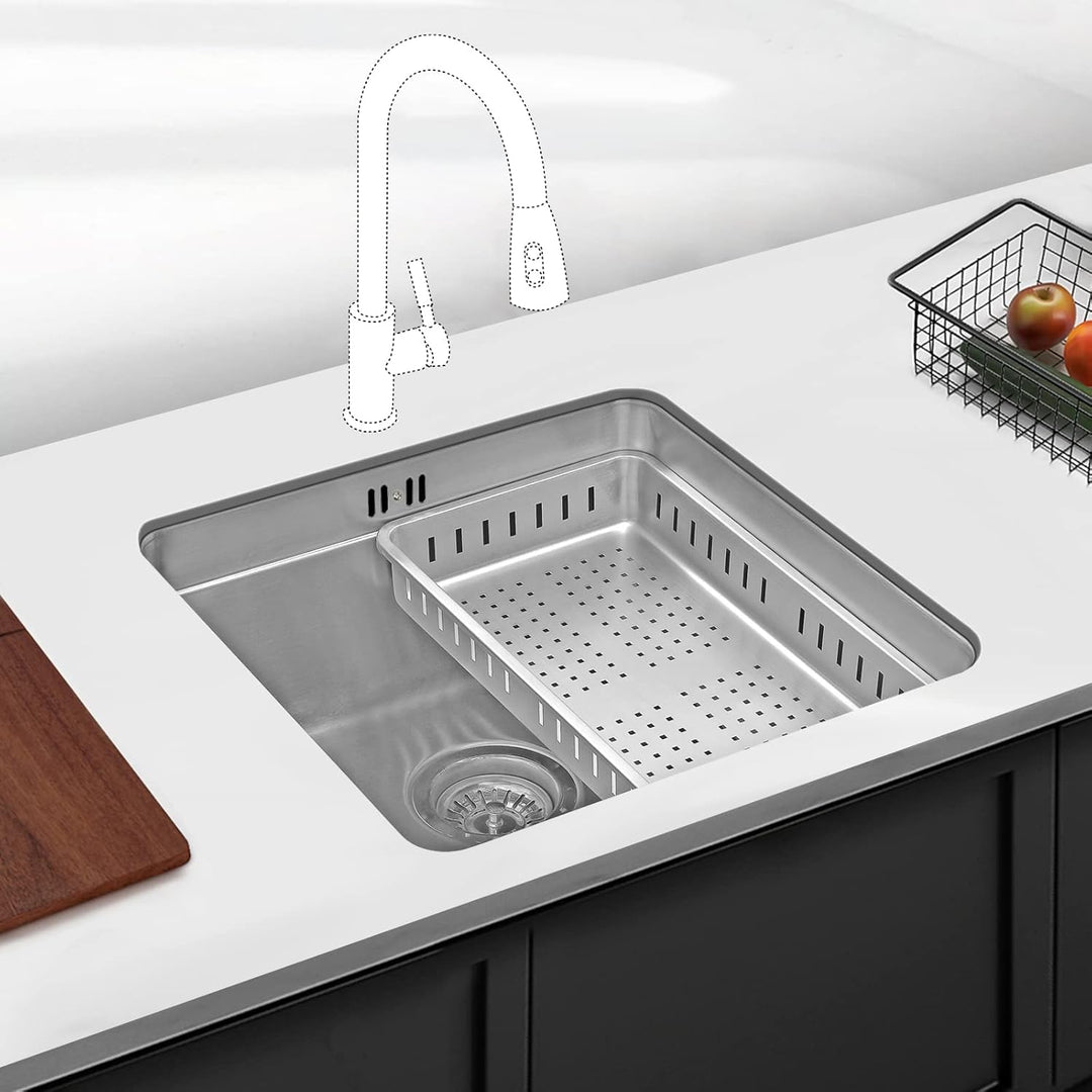 JASSFERRY Küchenspüle 1 Becken Unterbau-Küchenspüle, Unterbauspüle mit Geschirrkorb 440 x 440 Edelst